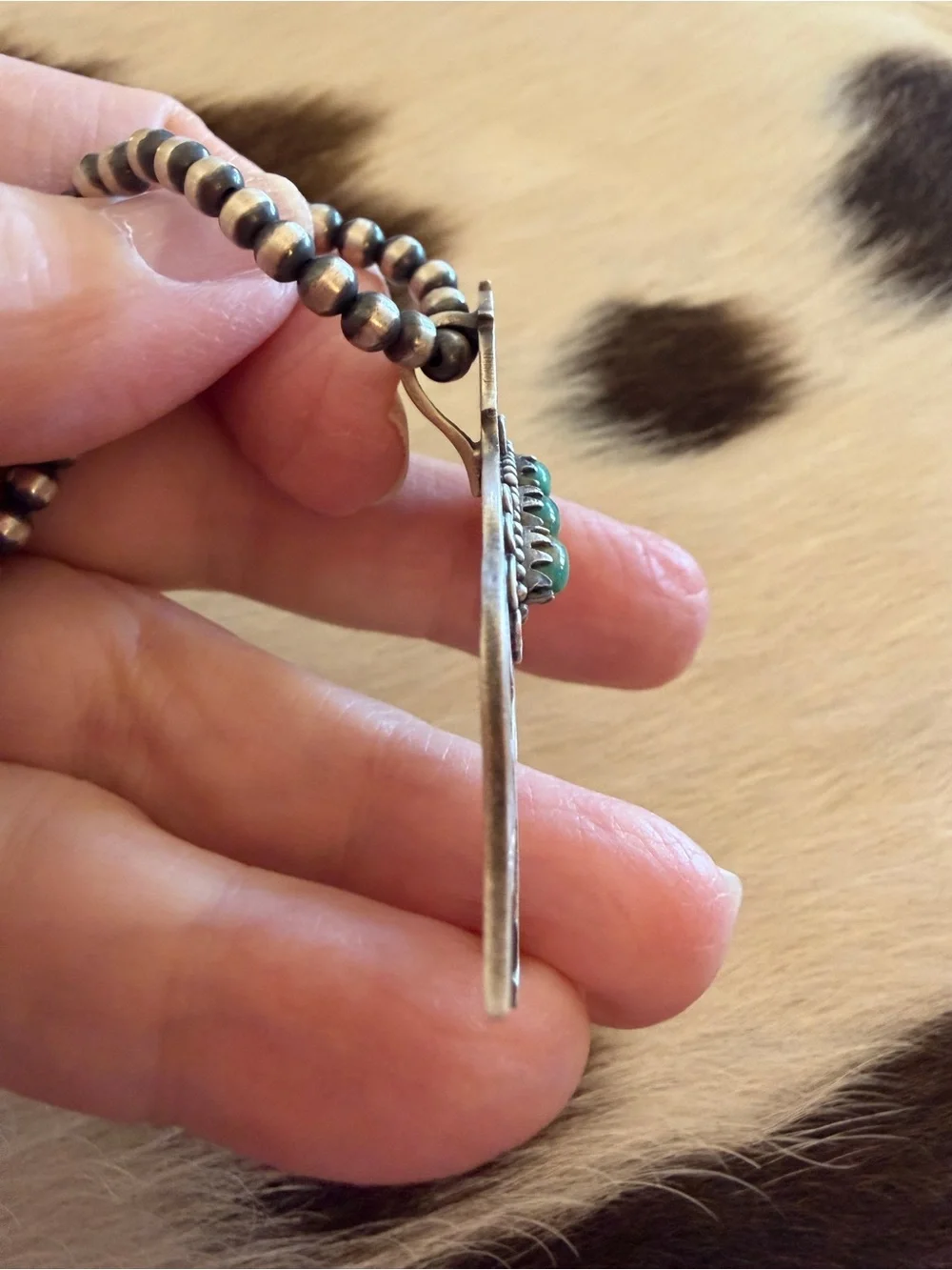 ❤️ Kingman Turquoise Sterling 925 Hand Stamped Statement Rearing Horse Pendant